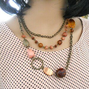 Bijoux Terner Necklace, Three Strand, Beaded Chain